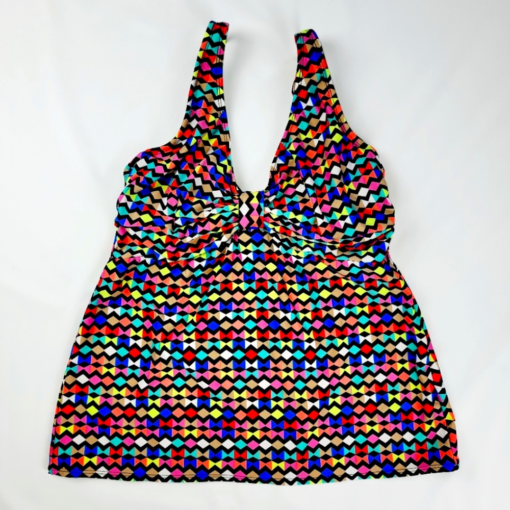 Womens Size 36C Tank Multicolor Adjustable Straps Swimming Bathing Suit Tank Top